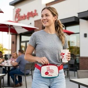 Chick-Fil-A Local Waist Pack Zippered Pouch Storage w Clip Adjustable Red/Beige